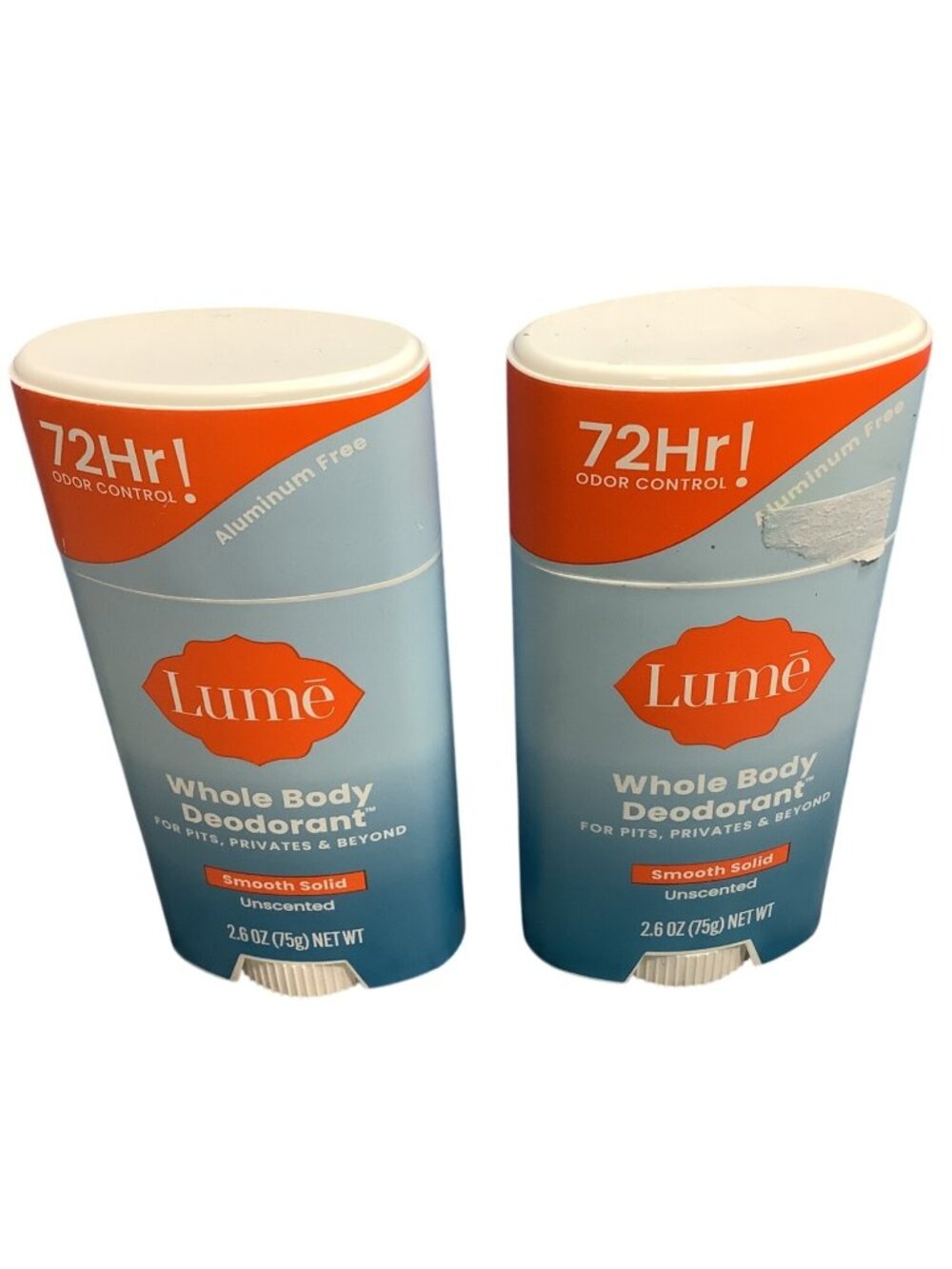 2 Lume Whole Body Deodorant Smooth Solid Unscented 2.6 Oz 72Hr Odor Control
